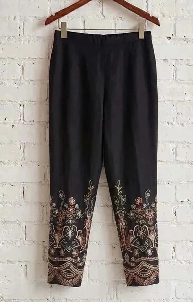 Leggings Grande taille, imprimé ethnique, noir imprimé, taille 54/56
